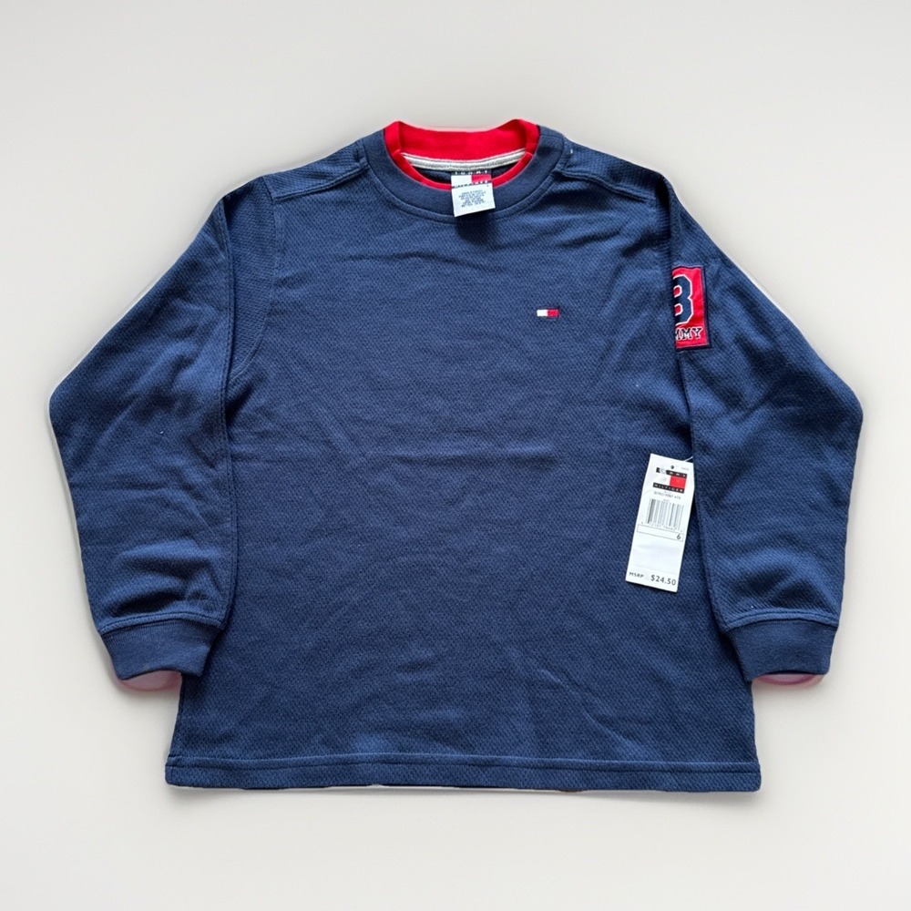 Vintage Tommy Hilfiger Shirt Youth 6 Navy Blue Cotton Kids Y2K